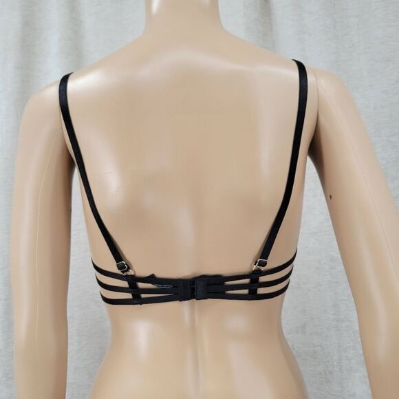ANN Summers Black Strappy Cage Balconette with Cream/Nude Lace - Picture 7 of 12